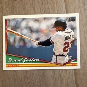1994 Topps David Justice Baseball Card #630 Atlanta Braves MLB Trading Card Coll